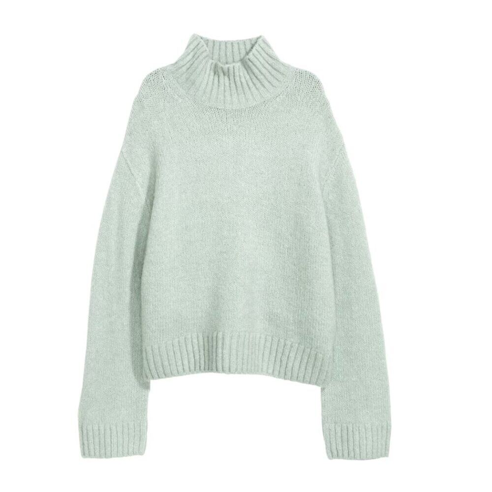 H&M Oversized Mint Green Turtleneck Sweater